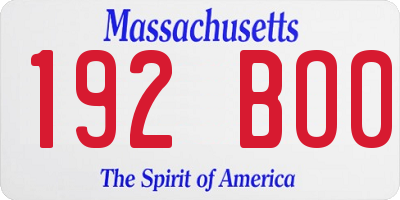 MA license plate 192BO0
