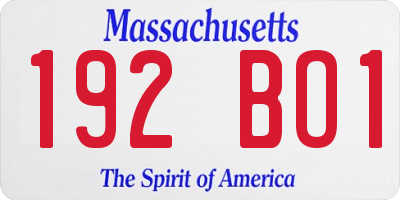 MA license plate 192BO1