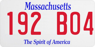 MA license plate 192BO4