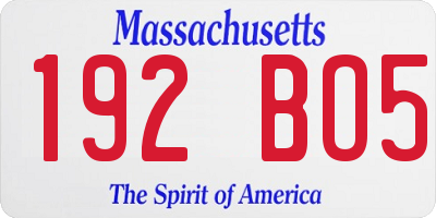 MA license plate 192BO5