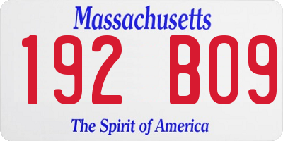 MA license plate 192BO9