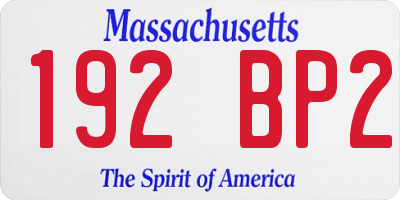 MA license plate 192BP2