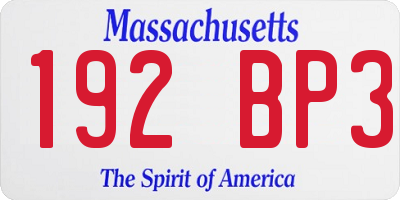 MA license plate 192BP3