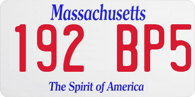 MA license plate 192BP5