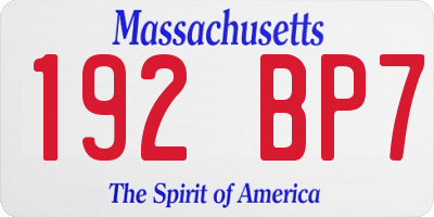 MA license plate 192BP7