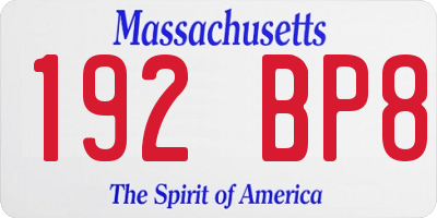 MA license plate 192BP8