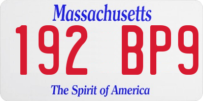 MA license plate 192BP9
