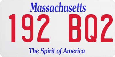 MA license plate 192BQ2