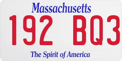 MA license plate 192BQ3
