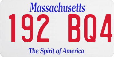 MA license plate 192BQ4