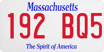 MA license plate 192BQ5