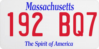 MA license plate 192BQ7