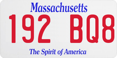 MA license plate 192BQ8
