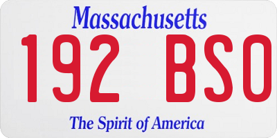 MA license plate 192BS0