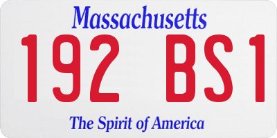 MA license plate 192BS1