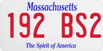 MA license plate 192BS2