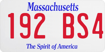 MA license plate 192BS4