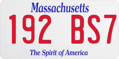 MA license plate 192BS7