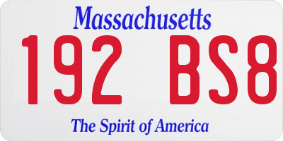 MA license plate 192BS8