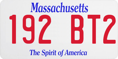 MA license plate 192BT2