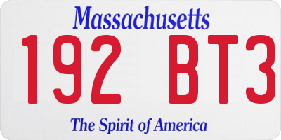 MA license plate 192BT3