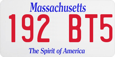 MA license plate 192BT5
