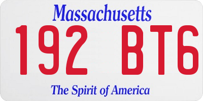 MA license plate 192BT6