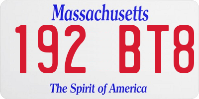 MA license plate 192BT8