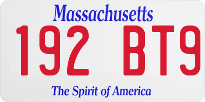 MA license plate 192BT9