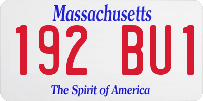 MA license plate 192BU1
