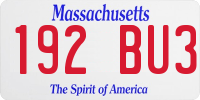 MA license plate 192BU3