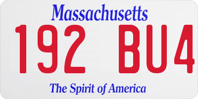 MA license plate 192BU4