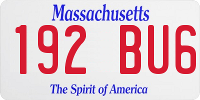MA license plate 192BU6
