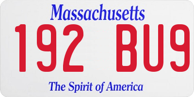 MA license plate 192BU9