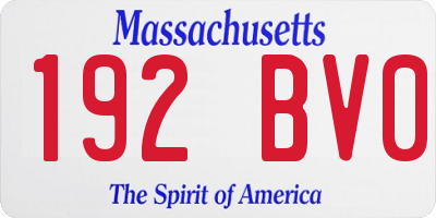 MA license plate 192BV0