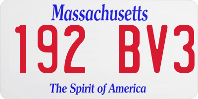MA license plate 192BV3