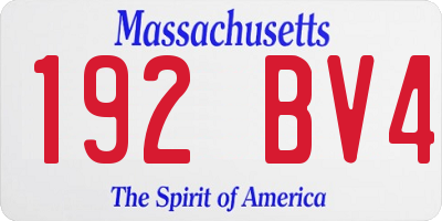 MA license plate 192BV4