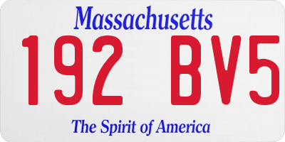 MA license plate 192BV5