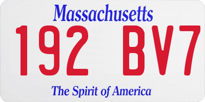 MA license plate 192BV7