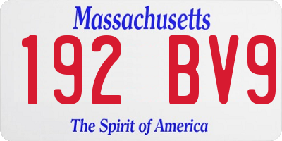 MA license plate 192BV9