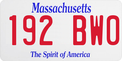 MA license plate 192BW0