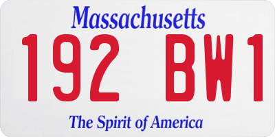 MA license plate 192BW1