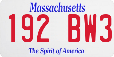 MA license plate 192BW3