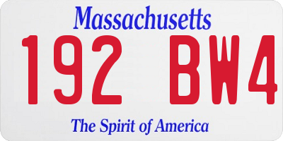 MA license plate 192BW4