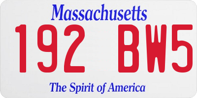MA license plate 192BW5