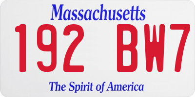 MA license plate 192BW7