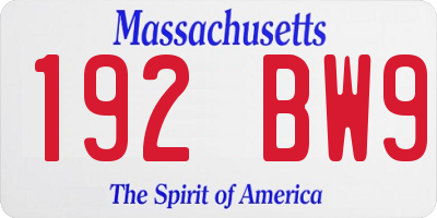 MA license plate 192BW9