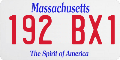 MA license plate 192BX1
