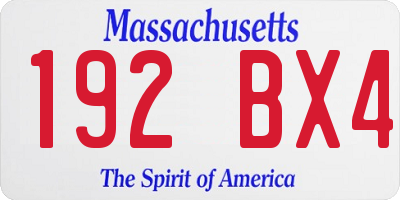 MA license plate 192BX4