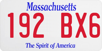 MA license plate 192BX6